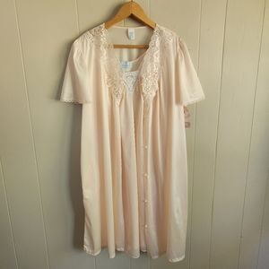 Vintage nwt Movie Star Loungewear nightgown robe peach pink lightweight M